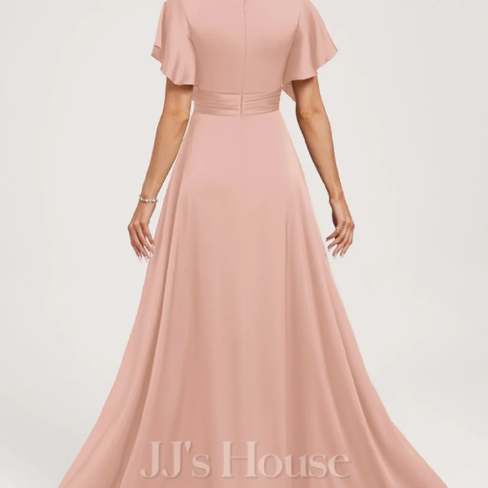 JJs House Pink Ruched A-Line Gown - Picture 2 of 3